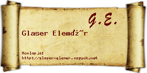 Glaser Elemér névjegykártya