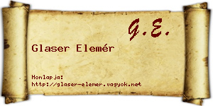 Glaser Elemér névjegykártya